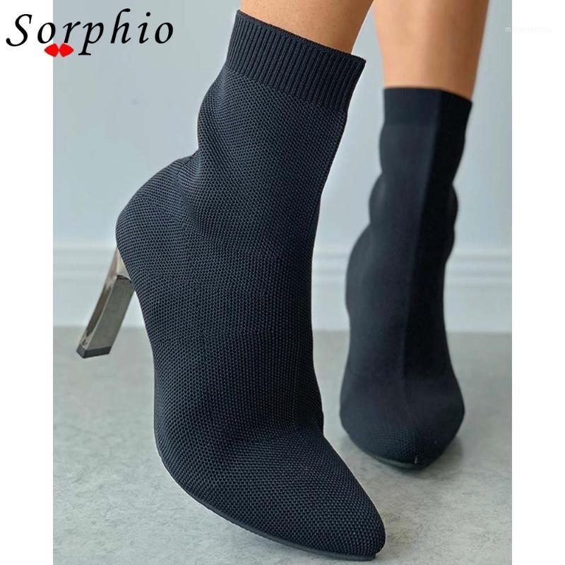 

Sorphio Hot Sale Female Butterfly Knot Winter Women Shoes Zipper Crystal High Heels Flock Boots Women Round Toe Ankle Boots1, Black