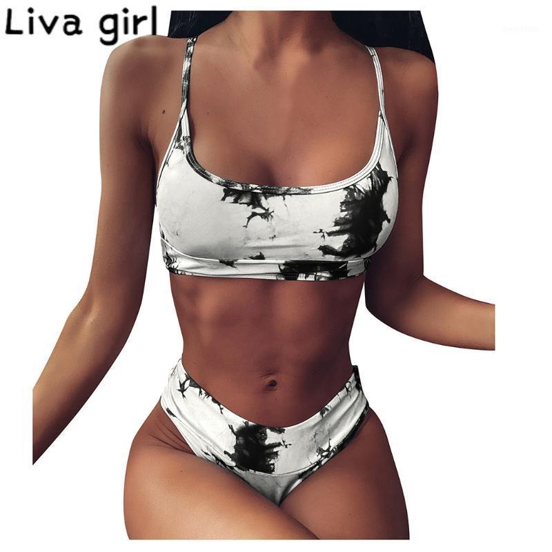 

Liva girl Sexy Black Pattern Bikini set Push Up Padded Swimsuit Bandeau Summer Monokini Plus size Bathing Suit Brazilian Biquini1