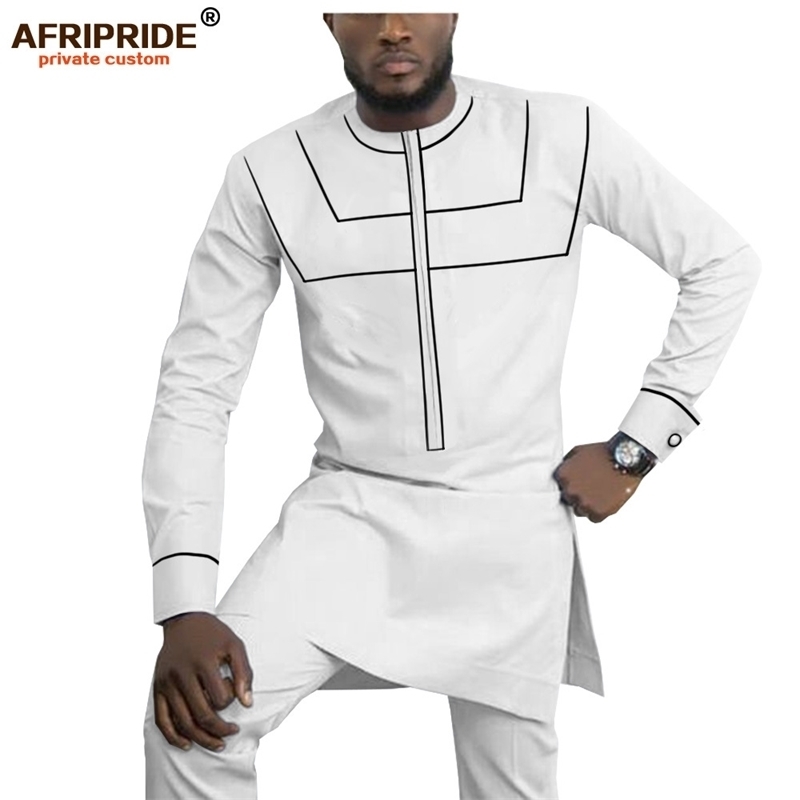 

African Clothing for Men Dashiki Mens Outfits Shirts+ Ankara Pants Set Tracksuit Men Tribal Attire AFRIPRIDE A1916055 201202, 13-12