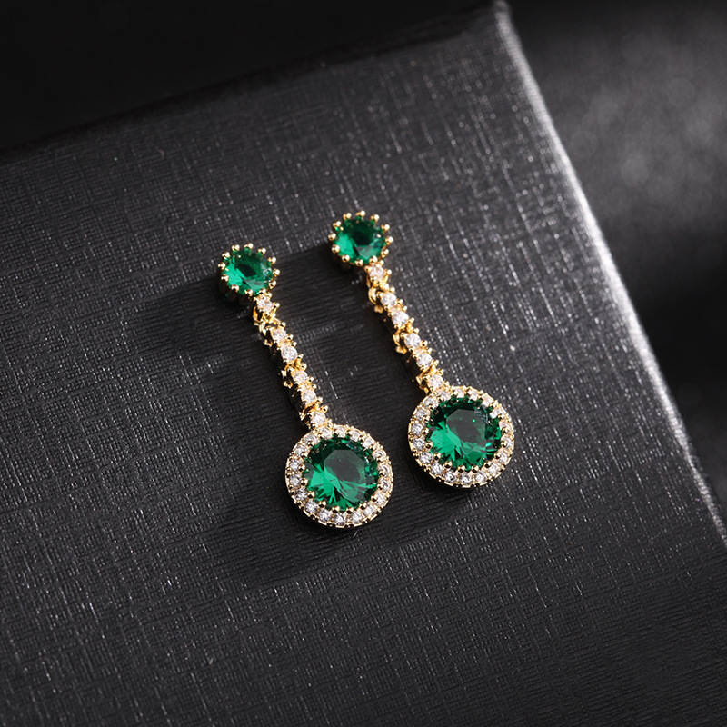 

Korean brand luxury micro-inlaid zircon s925 silver needle earrings jewelry temperament women high-end shiny zircon plated 18k gold earrings