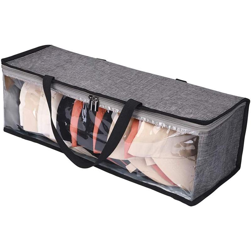 

Storage Bags Hat Clear Organizer For Baseball Caps Portable Cap Bag Holder With Black Handles And Zipper Closure