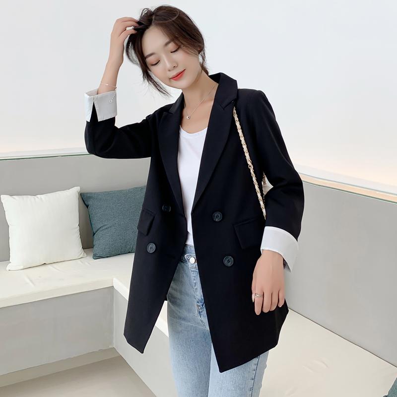 

Office Ladies Black Blazer for Women Double-breasted Slim Female Blazer Jacket 2020 Elegant Work Style Suit Jacket Female Blusas