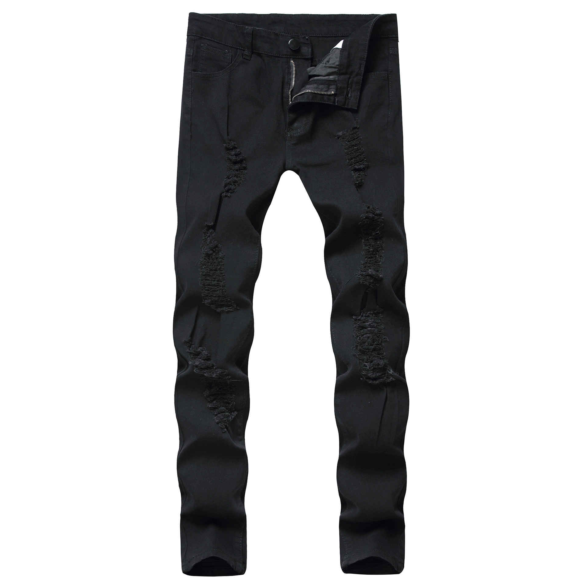 

Men's Jeans Mens Black Slim Fashion Denim Pants Ripped Distressed Pencil Motorcycle