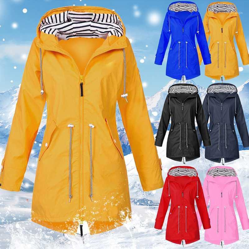 

2020 Women Windproof Long Hooded Jackets Waist Tightening With Zip Thin Outwear Multi Color Coats Sporting Outdoor Coat1, Black