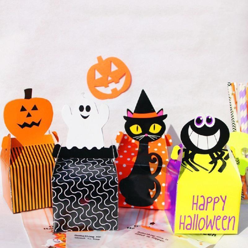 

3/6pcs Halloween Paper Treat Boxes Trick or Treat Party Gift Favor Loot Candy Box Halloween Home Party Decor Kraft Gift Bag1