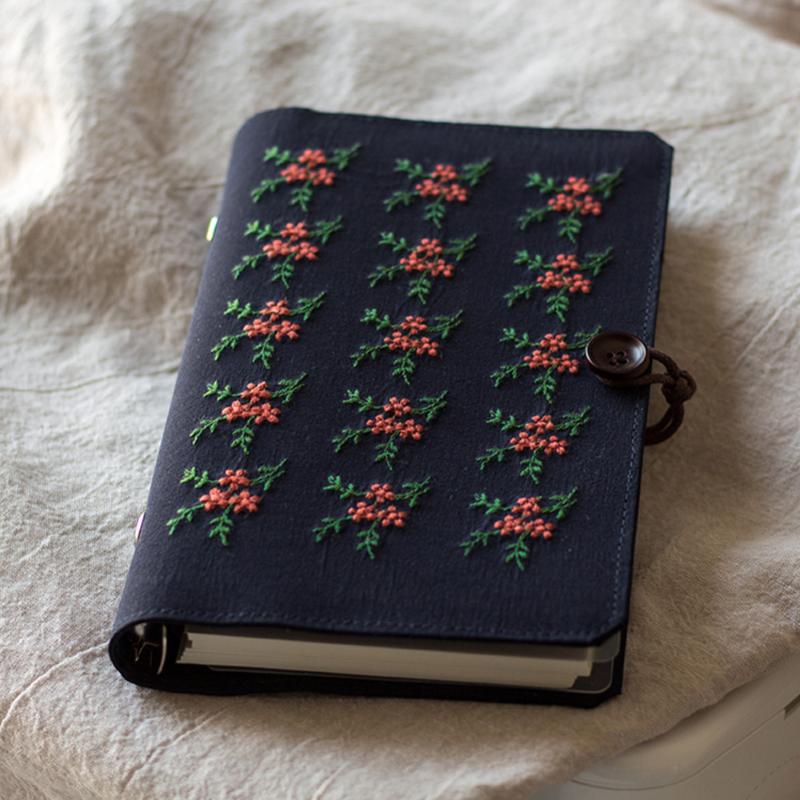 

A6 A5 Embroidered Floral Cloth Cover Loose-leaf Spiral Literary Artisy Notebook Diary Book Personal Planner Travel Journal