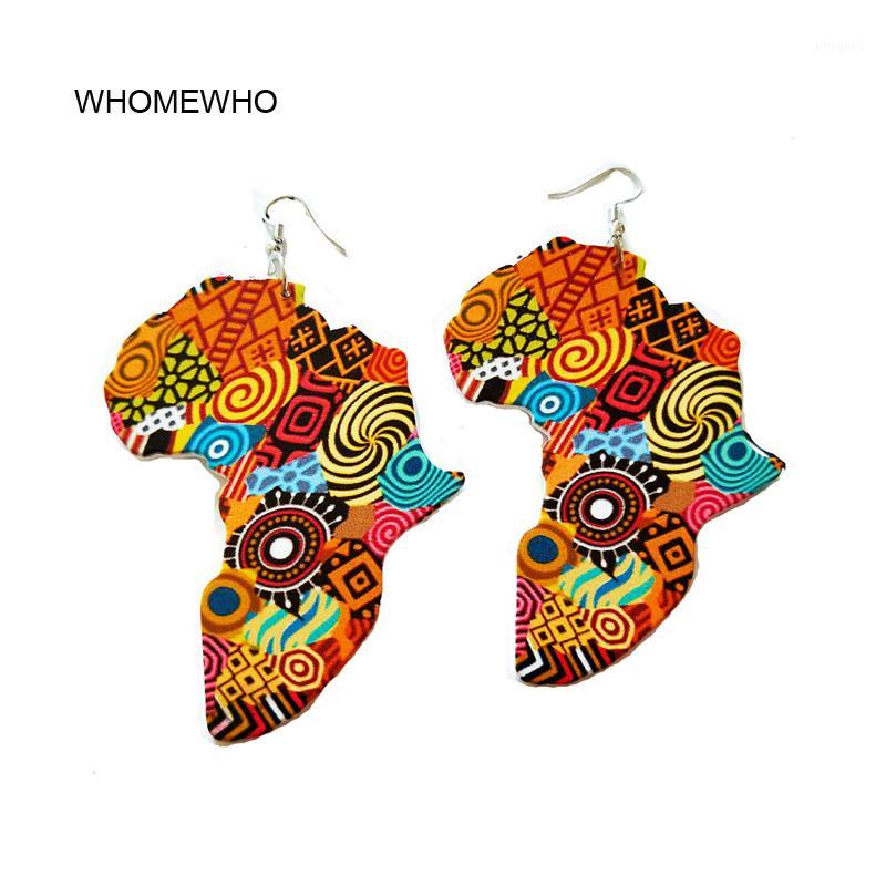 

Dangle & Chandelier Tribal Wood Africa Map DIY Colorful Painting Afro Vintage Earrings Round Wooden Boho African Bohemia Ear Jewelry Party A