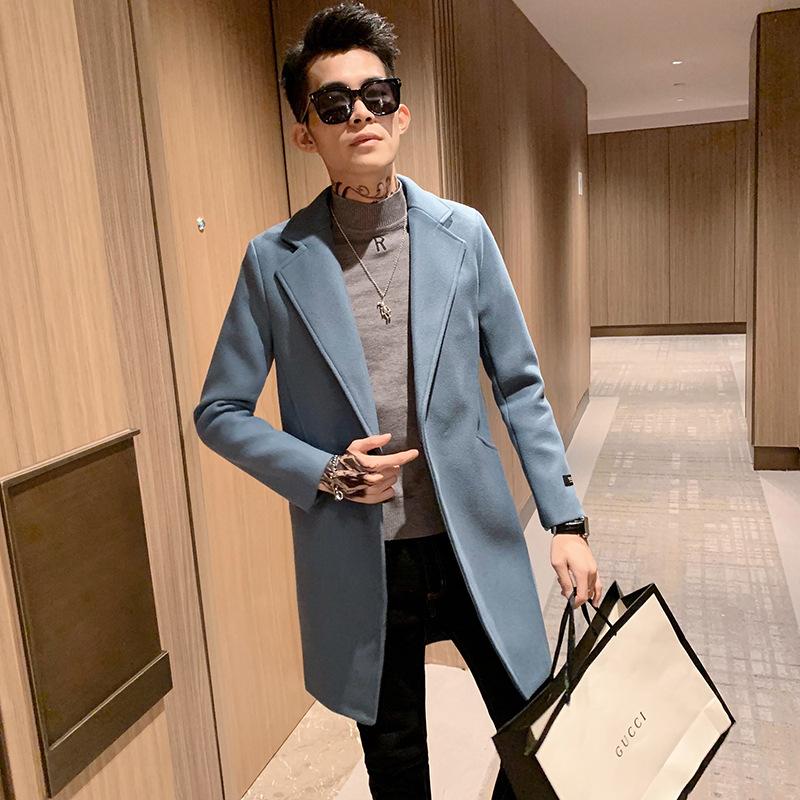 

Mid-length Woolen Coat Male Autumn & Winter 2020 Autumn Long Coat Men Korean-style Slim Fit Woolen Cloth, Black