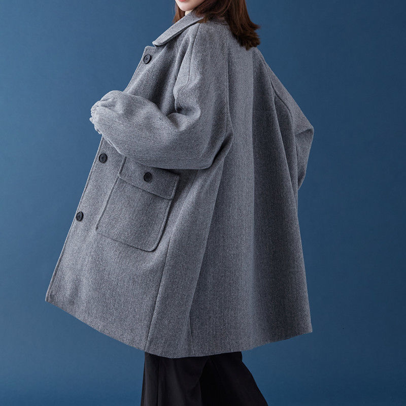 

Autumn 2021 Male Thin New Winter Pure Wool Medium Long Coat Relaxed Leisure Wear L4ER, Khaki.