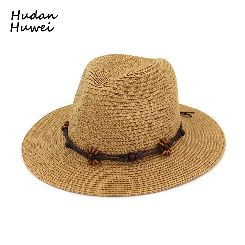 

Wide Brim Hats Plain Straw Weave Summer Jazz Fedoras Hat With Retro Chain Fashion Beach Flat Party Formal Top Panama Cap For Men Women, White