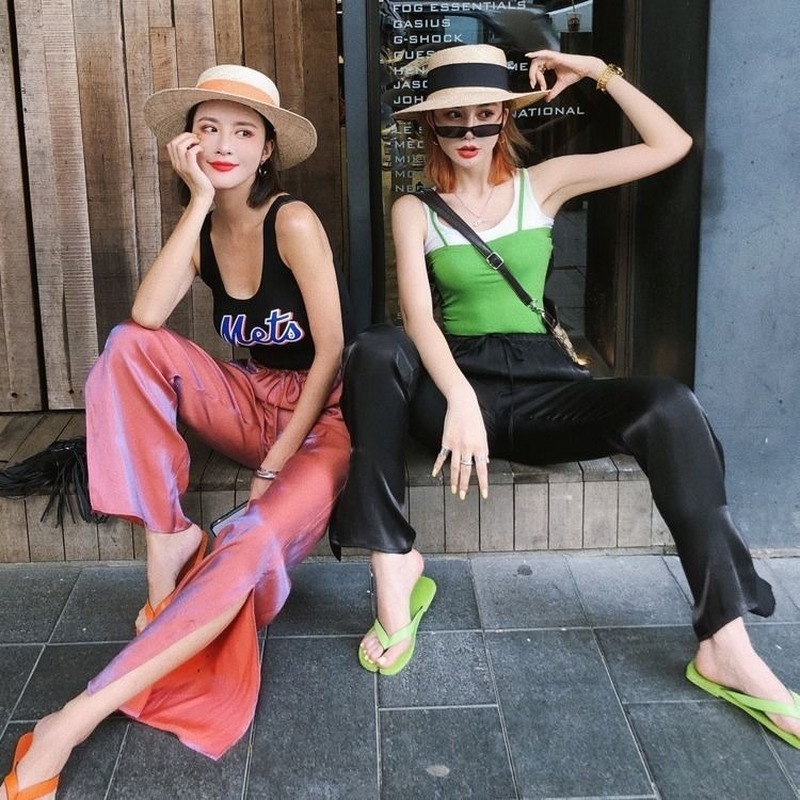 

2021 New Spring and summer mermaid ji wave light waist high leg drop wear share casual female pants XCBV, White.