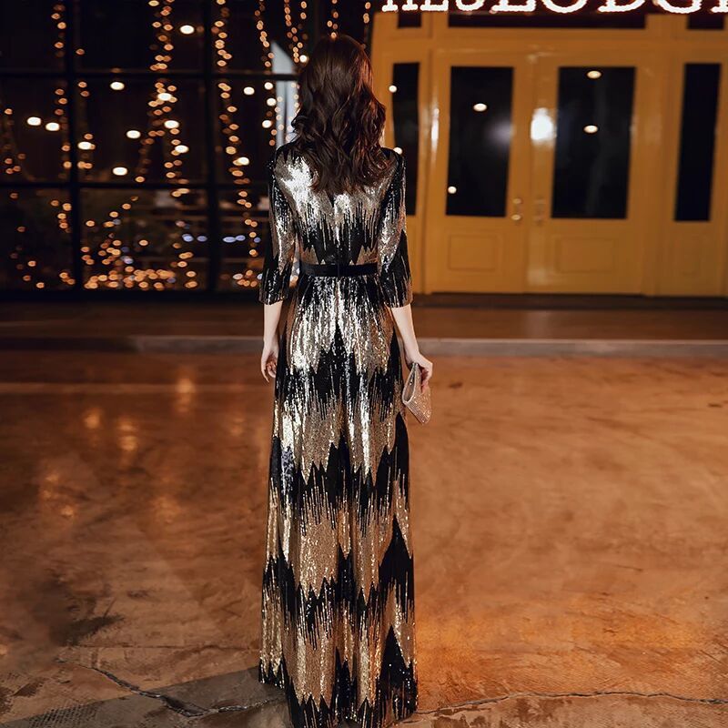 

2021 New Robe Soiree Paetse Decote v Half Dressed Elegant Night at Women's Party 4VM7 evening, Same as images