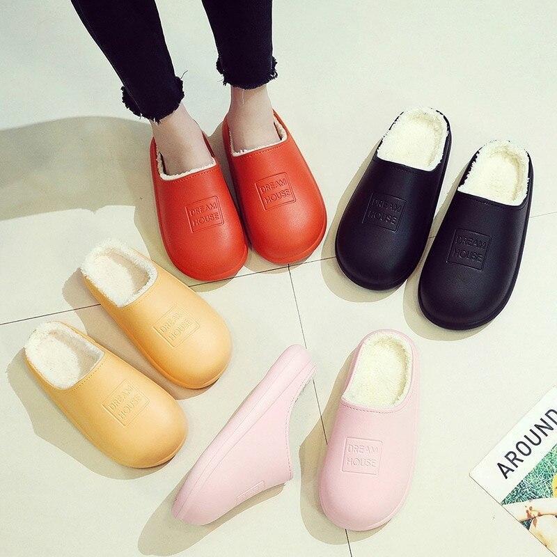 

Waterproof Shoes Woman Men Indoor Slippers Warm Plush Lovers Home Slipper Thick Sole Female Kitchen Working Shoes1, Yellow