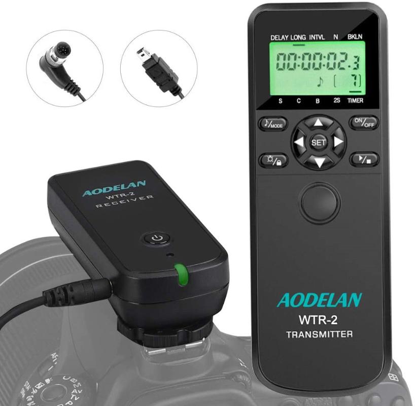 

AODELAN Wireless Camera Timer Shutter Release Remote Control For D850, D5200, D3100, D5000, D7200, Replace MC-DC2,MC-36