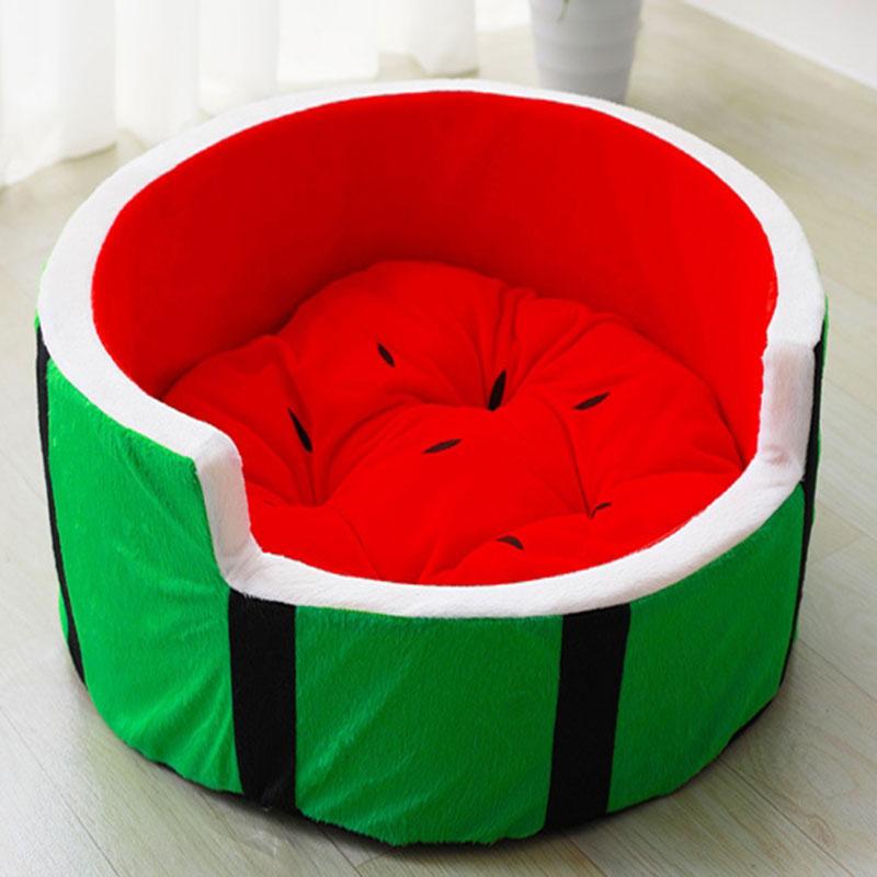 

1pc Cute Kennel House Warm Cotton Watermelon Modeling Dog Bed Mat Sofa Pet Cat Bed for Dogs Fruit, Red