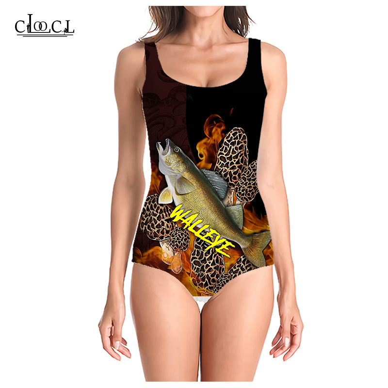

CLOOCL 2021 Newest Popular Walleye Fishing 3D Printed Summer Sleeveless Sexy Women Swimsuit Fashion Swimsuits Beach One Piece Swimwear, Swimsuit 1