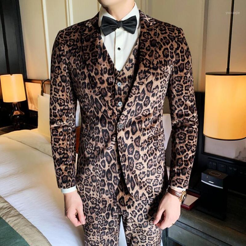 

Men's Suits & Blazers Autumn And Winter Hairdresser Suit Men's European American Catwalk Show Slim Leopard Personality Small Costumes1, Multi