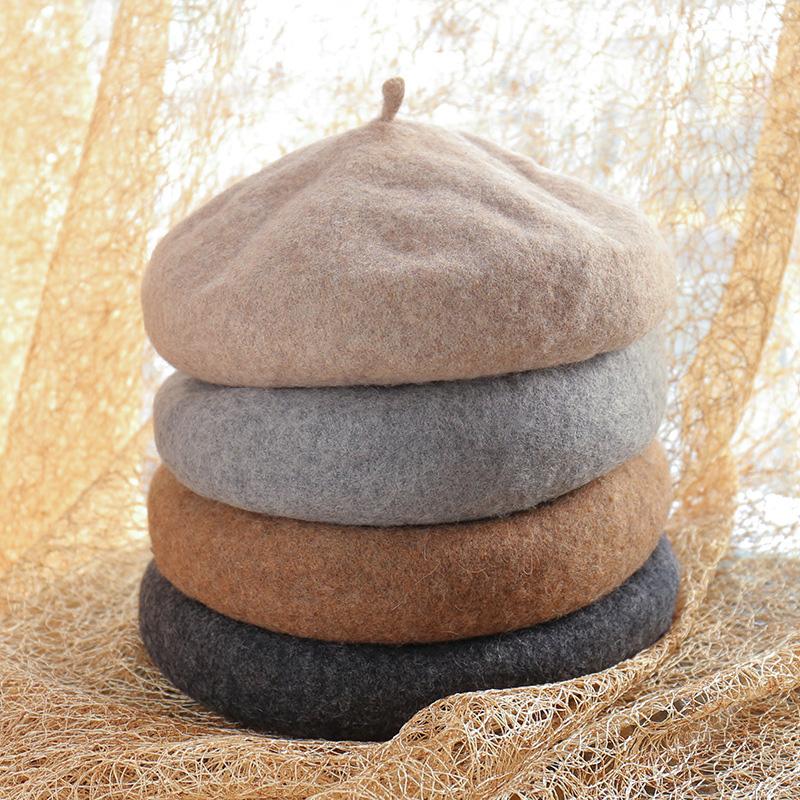 

Wool Beret Hat French Style Beanie Hats Fashion Ladies Solid Color Beret Caps Outdoor Winter@88, Army green