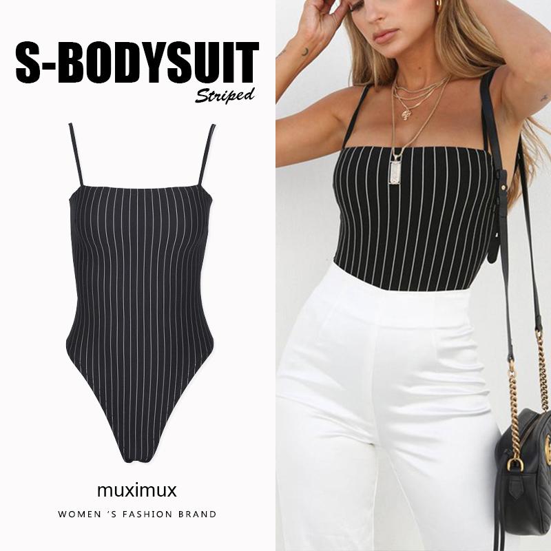 

2020 Summer Women Strappy Striped Bodysuit Boho Casual Sexy Playsuit Fashion Strap Sleeveless Slim Fit Cami Jumpsuit, Black