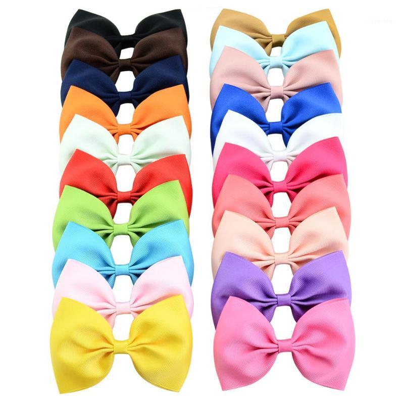 

20pcs/lot 4 inch Cheering Candy Barrettes Kids Bowknots Solid Ribbon Hair Clip Bows Girls Hairpins Hair Accessories 8411, 14