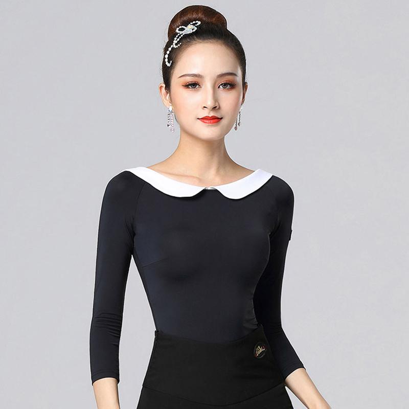 

New Sexy latin top Dance Clothes Women ballroom Salsa Rumba Chacha Dance Performance Practice Costume, Black