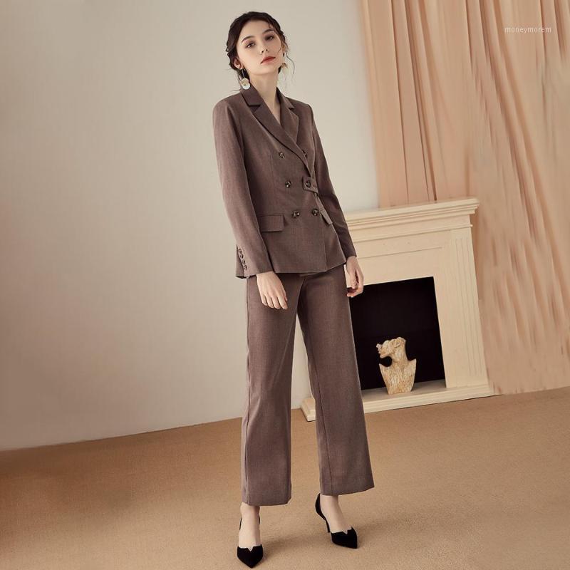 

Women's suit new women's slim suit two-piece blazer with trousers set stylish slim double-breasted new arrivals1, Same as the picture