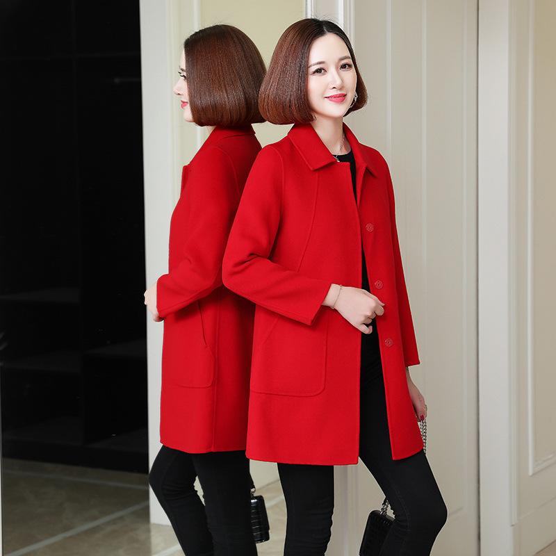 

In the autumn of 2021 the new double-sided wool wool coat female brief paragraph cultivate morality show thin cloth coat, Black