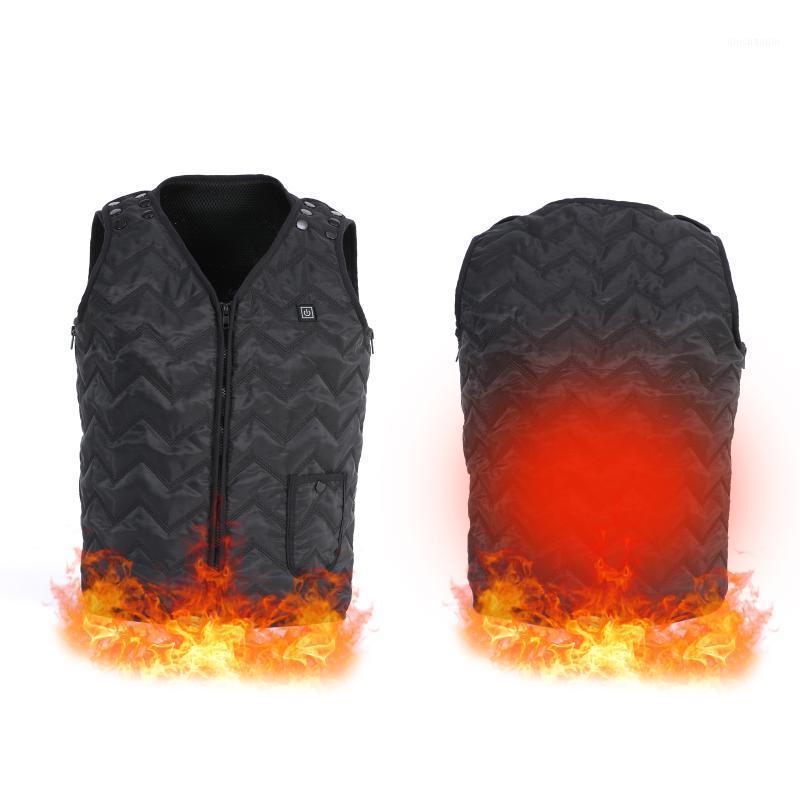 

Winter Outdoor Men Electric Heated Vest USB 7 Areas Heating Vest Winter Thermal Cloth Feather Camping Hiking Warm Hunting Jacket1, S size 5 areas