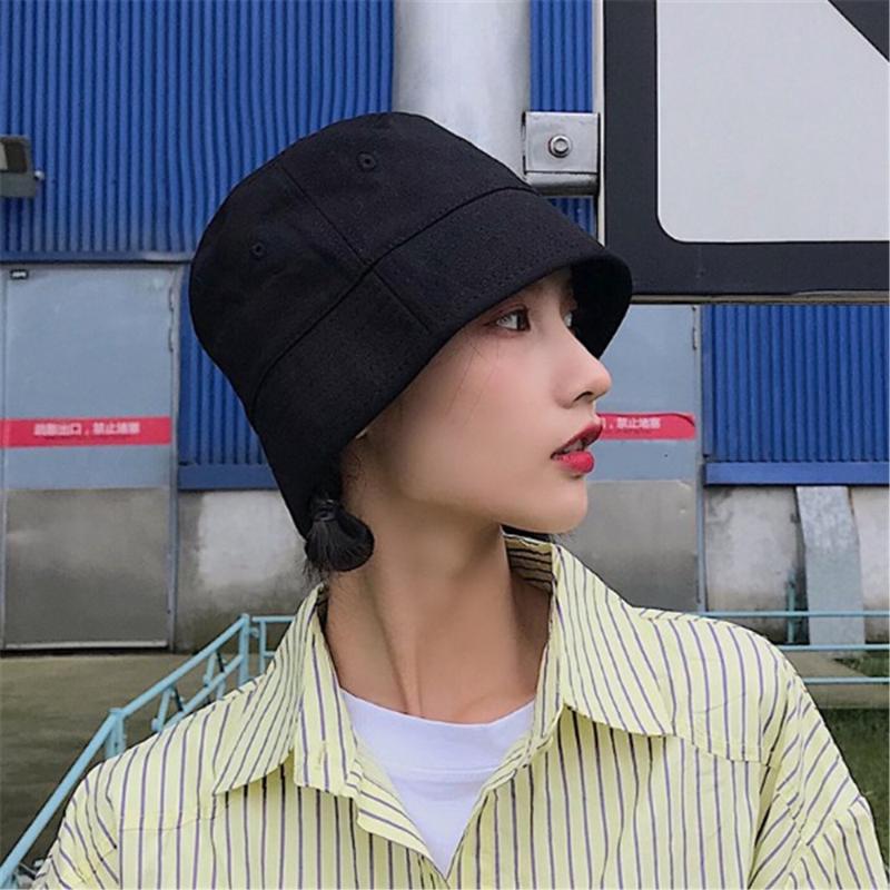

2021 Summer Japanese Bucket Hat Small Cornice Hat Literary Retro Double-sided Wear Fishing Fisherman Cap, Black