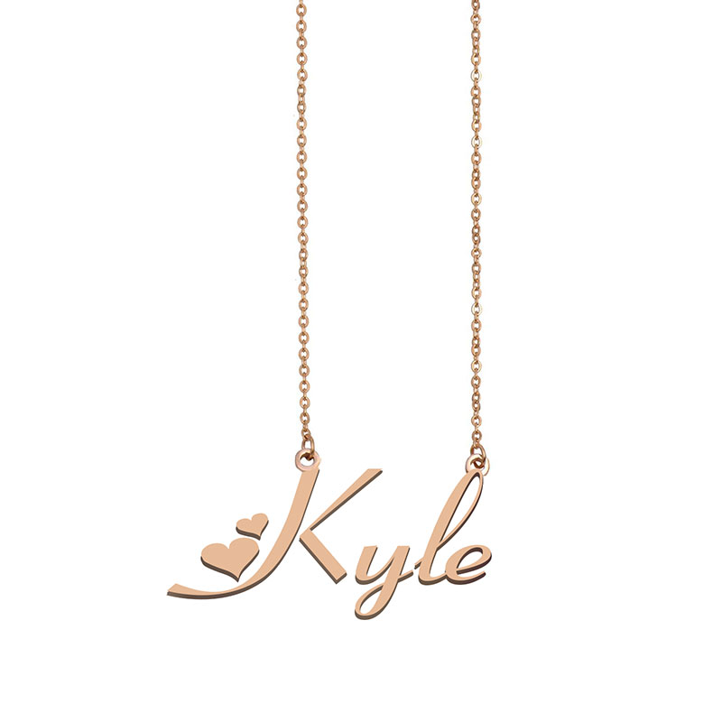 

Kyle Name Necklace Custom Nameplate Pendant for Women Girls Birthday Gift Kids Best Friends Jewelry 18k Gold Plated Stainless Steel, Silver