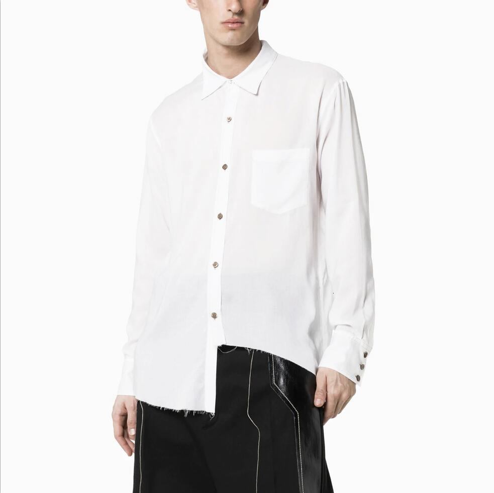 

2021 New S-6xl!! Men Front-button Translucent Back-end Designer Shirt W825, White
