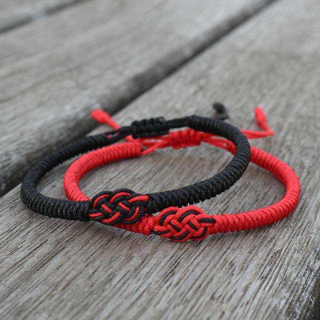 

Fashion Hand Braided Red String Flower Knot Bracelet Charms Best Friend Lovers Couple Bracelets For Women Men BFF Wristband