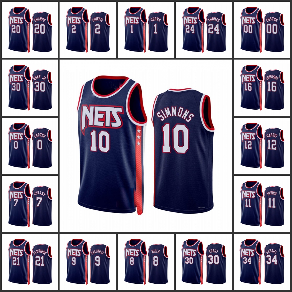 

Brooklyn Nets''Ben Simmons Kyrie Irving Patty Mills Jevon Carter Ben Simmons Custom City Blue Edition 2022 75th Anniversary Jersey