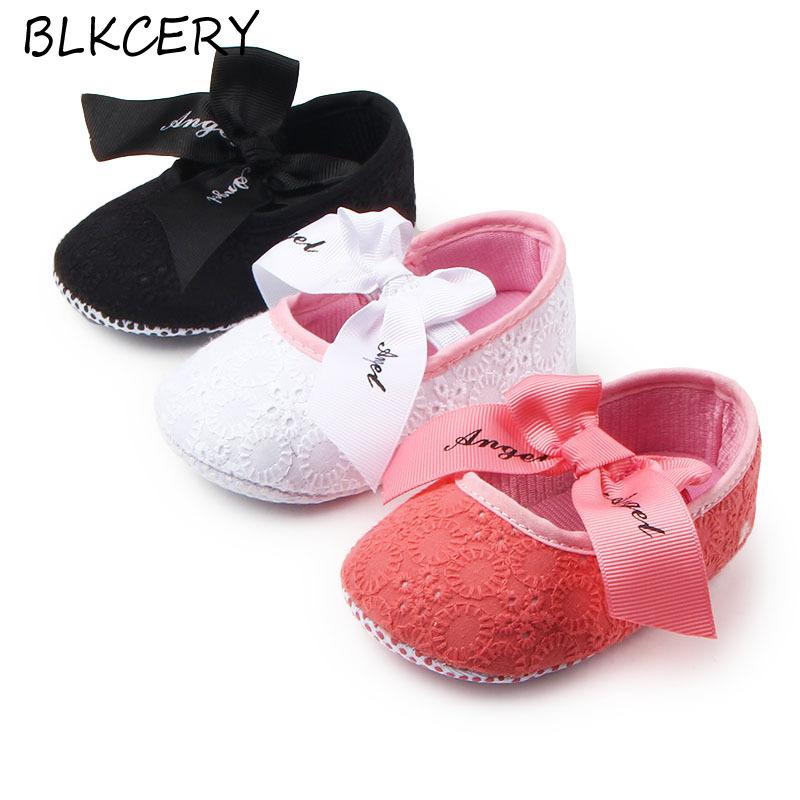 

Brand New Fashion Baby Girl Shoes with Bow Newborn Soft Non-slip Bottom Footwear Toddler Crib Shoes Infant Flowers First Walkers, Black