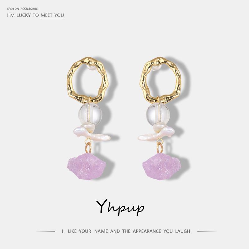 

Yhpup Exquisite Beautiful White Purple Crystal Dangle Earrings Natural Pearls Statement Earrings For Women Party Jewelry Gift1