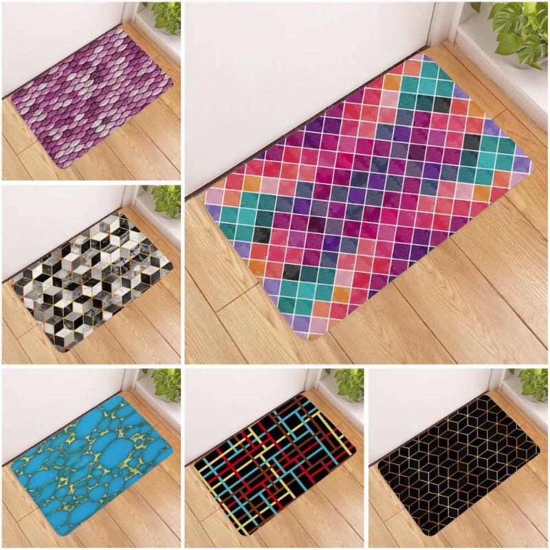 

Sholisa Anti Slip Bath Mat Bathroom Carpet Rug Floor Door 3D Printed Geometric Toilet Mat Water Absorption Living Room