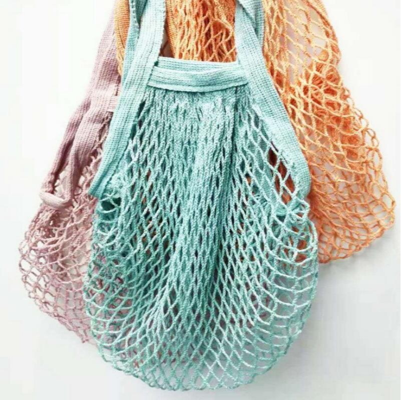 

Mesh Net Woven Cotton Fruit Vegetables Bag for Shopping String Reusable Supermarket Grocery Tote