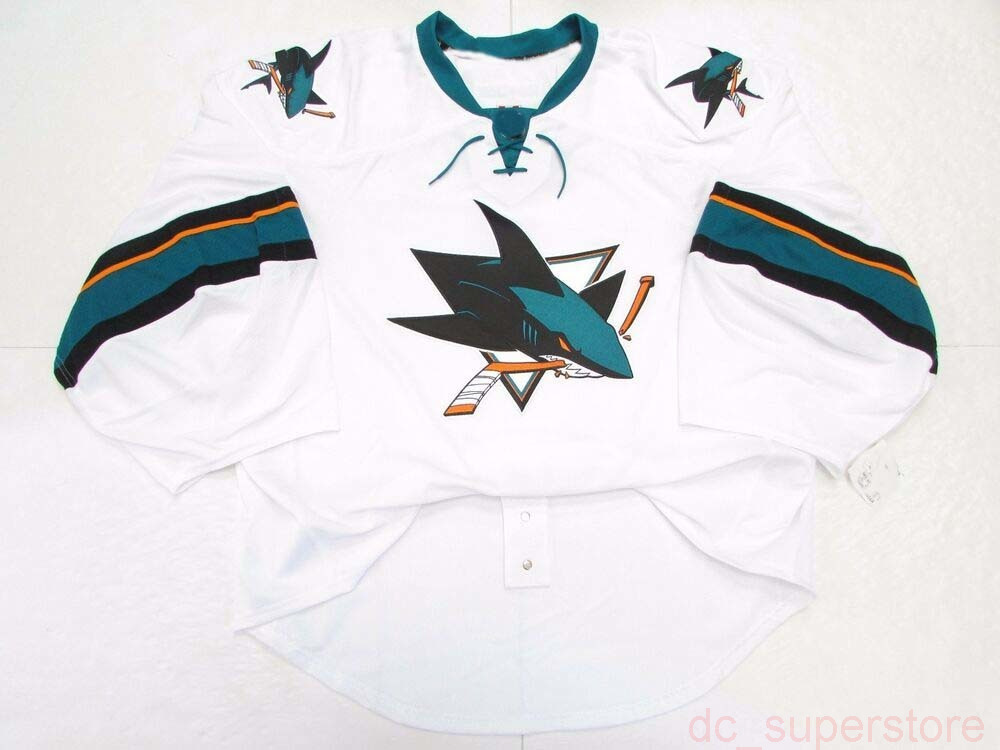 

CHEAP CUSTOM SAN JOSE SHARKS AWAY JERSEY GOALIE CUT STITCH ADD ANY NAME NUMBER, Black