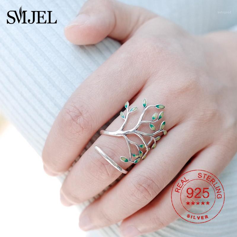 

Cluster Rings 100% 925 Sterling Sliver Big Tree Life For Women Silver Plant Branch Ring Gifts Girl Wedding Anel1