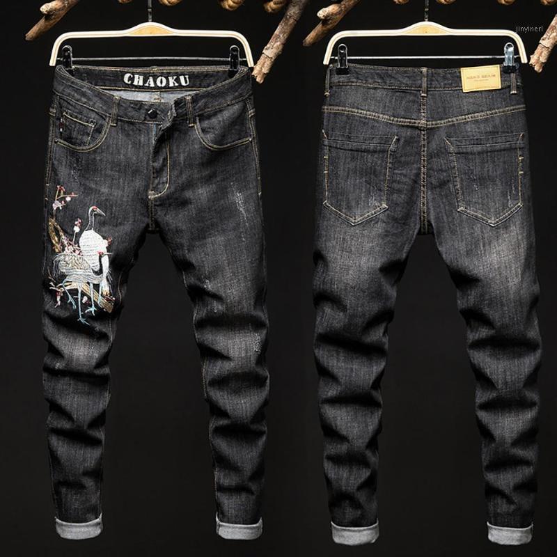 

Men Jeans Splice Jean Homme Skinny Denim Ripped Spijkerbroeken Heren Biker Stretch Pants Slim Fit Trousers Warm Pantalon Luxe1, Black