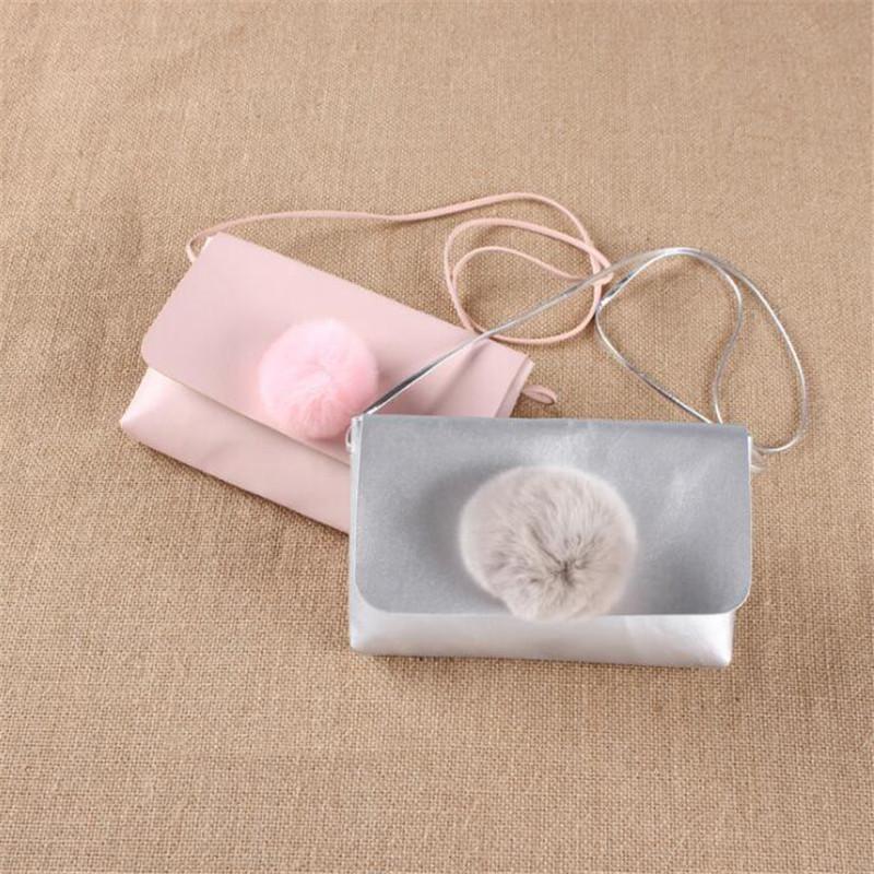 

2020 Pu Leather Cute Girls Coin Bags Purse Hairball Solid Color Fashion Children Gifts Casual Wallet, Pink