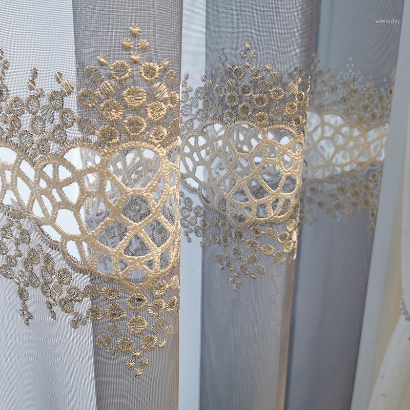 

Luxury Hollow Embroidered Tulle Curtains For Bedroom Chenille Bird Nest Bay Window Treatment Window Drapes JS232C1, Tulle 01
