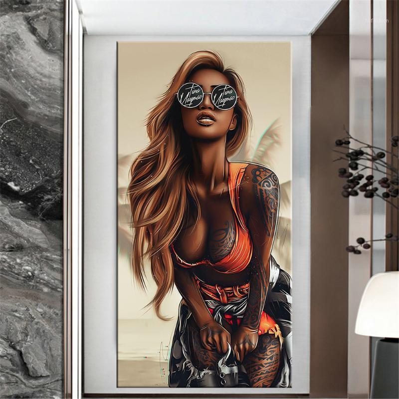 

Abstract Cool Sexy Girl Tattoo Canvas Painting Wear Glasses Sex Women Poster Prints Wall Art Pictures for Living Room Home Decor1