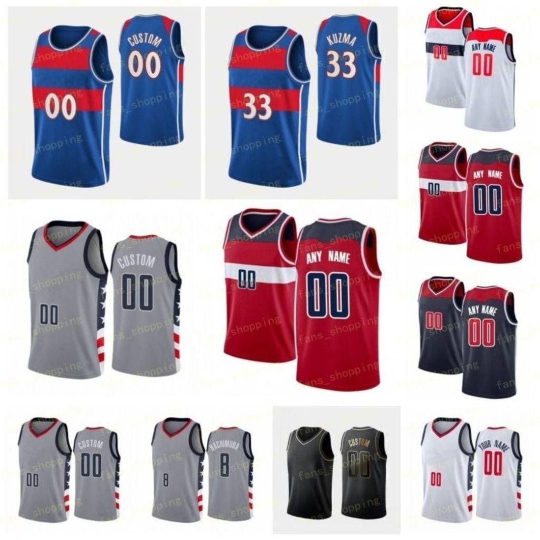 

Custom Printed Diamond 75th Basketball Jerseys 3 Bradley 33 Kyle Beal Kuzma 26 Spencer 24 Corey Dinwiddie Kispert 1 Caldwell-Pope 8 Rui Hachimura 9 Deni Avdija Jersey, As