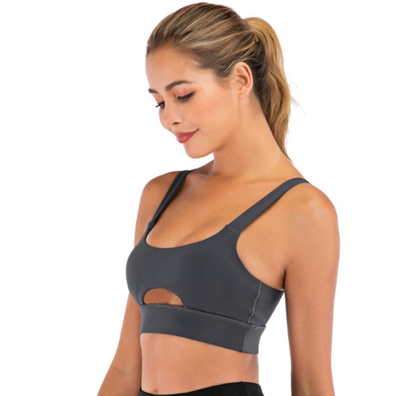

Sexy Yoga Bra for Women Crop Tops Activewear Front Chest Hollow Vest Gathering High-intensity Underwear Fitness Tank tops, Black