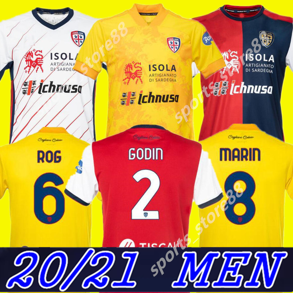 

2020 2021 Cagliari Calcio Soccer Jersey Simeone Rog 20 21 JOAO PEDRO Maglie da Calcio home away third SIMEONE Football Shirt yellow white, Colour 4