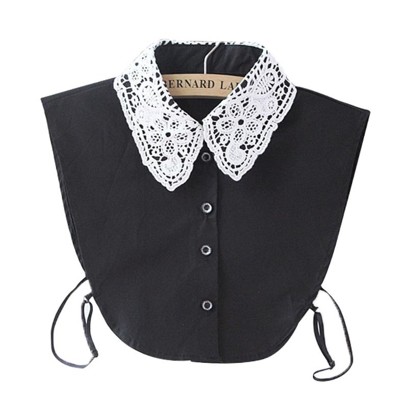 

Women Pure Color Lace Detachable Lapel Choker Necklace Shirt Fake False Collar