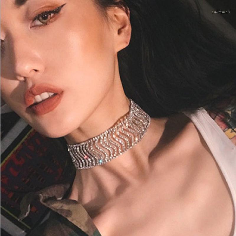 

Rhinestone Choker Crystal Pendant Necklace Fashion Jewelry 2022 Collar Chunky Statement Necklaces For Women Gift Mar Chokers, Golden;silver