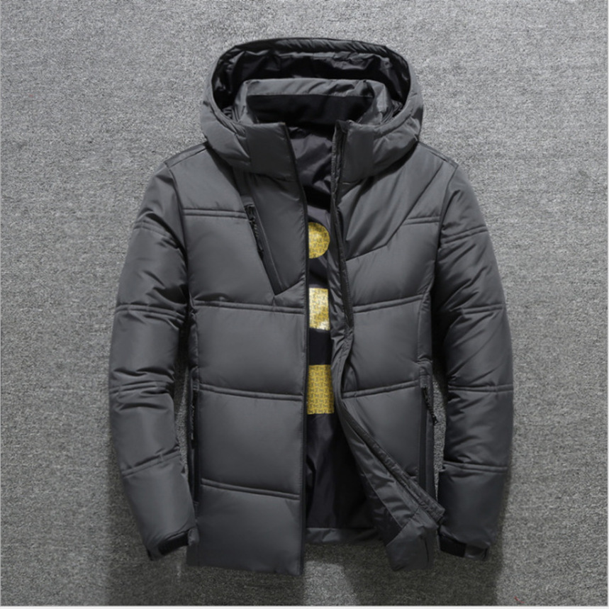 

2021 short leisure thickened hooded fashion men's down et printed, Black