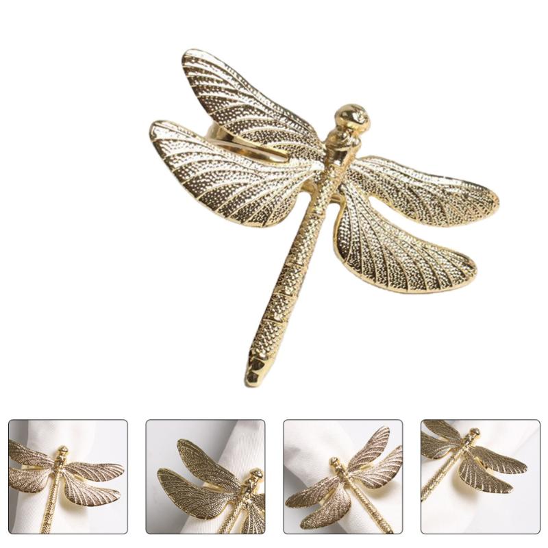 

1pc Dragonfly Napkin Holder Alloy Napkin Ring Dinner Tablecloth Decor (Golden